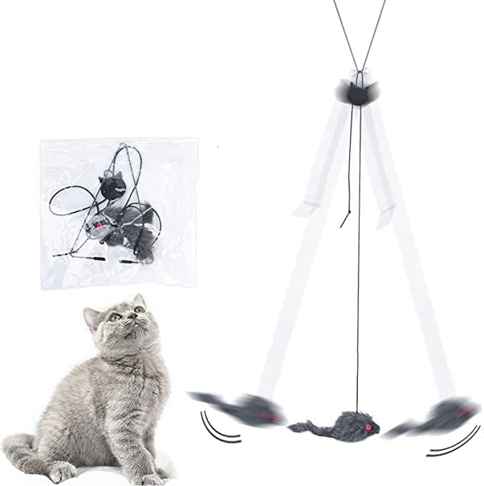 Interactive Cat Toys 70'' Door Hanging Cat Mouse Toy for Home Indoor Plush Mice - Image 6
