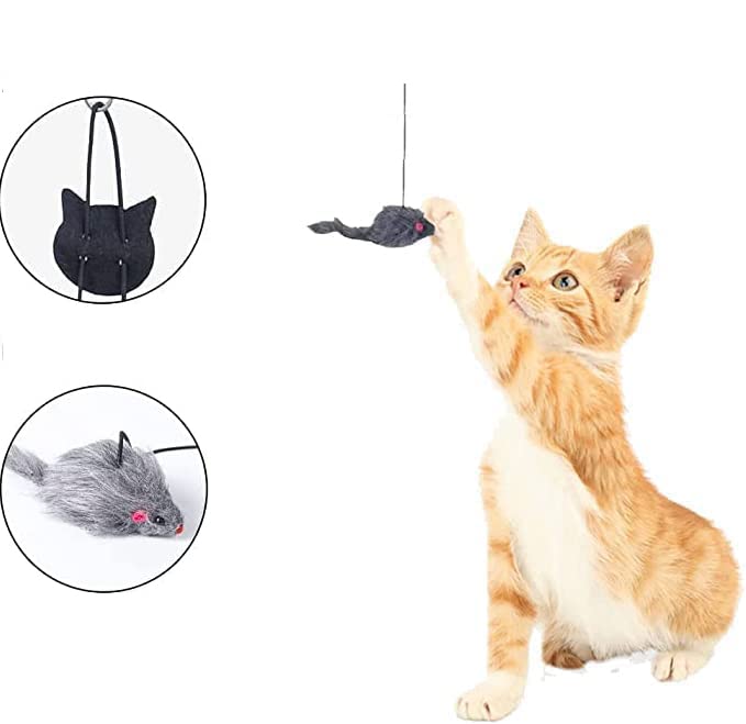 Interactive Cat Toys 70'' Door Hanging Cat Mouse Toy for Home Indoor Plush Mice - Image 4