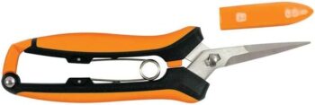 Curved Micro-Tip Pruning Snips - 6" Garden Shears with Sheath and SoftGrip