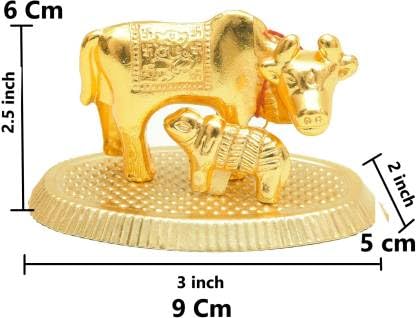 Krishan Kamdhenu Cow with Calf for Pooja, Kamdhenu Cow and Calf Brass Kamdhenu - Image 2
