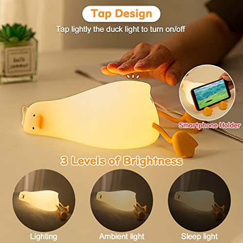 Cute Lying Flat Duck Lamp, Squishy Night Light with Toys Gift, Dimmable Nursery - Image 2