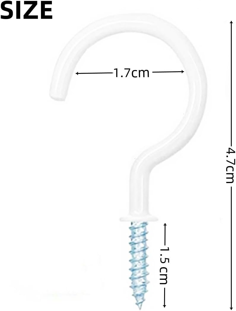 18 Piece White Cup HooksScrew-On Ceiling HooksScrew-On Mug HooksWall Hanger Set - Image 2
