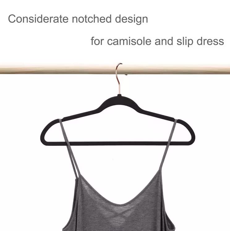 Coat Hangers Velvet 100-Pack Black with Golden Hooks, Non-Slip Hanger - Image 7