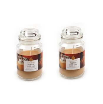 2 pcs Candles Scented Pumpkin Spice Chai in Glass Jar with Lid Decor