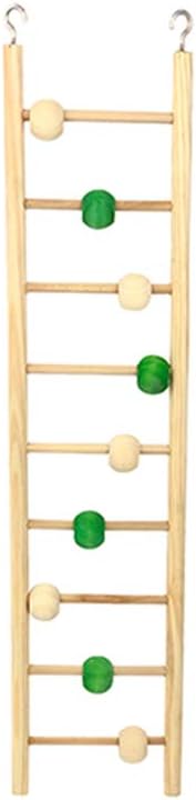 9 Step Natural Wooden Ladder with Beads Bird Toy