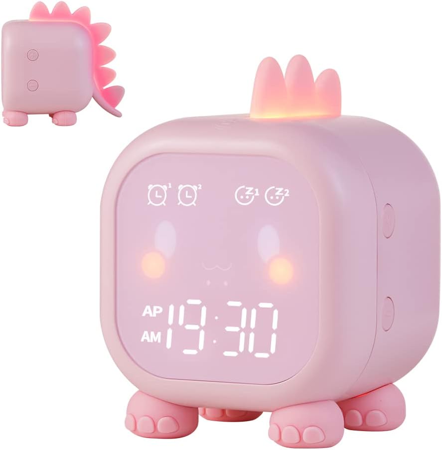 Digital Alarm Clock, Kids Cute Alarm Clocks with Night Light, Snooze Mode