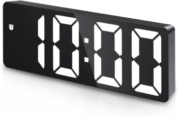Digital Alarm Clock, Bedside Alarm Clock with Large LED Display, Non Ticking