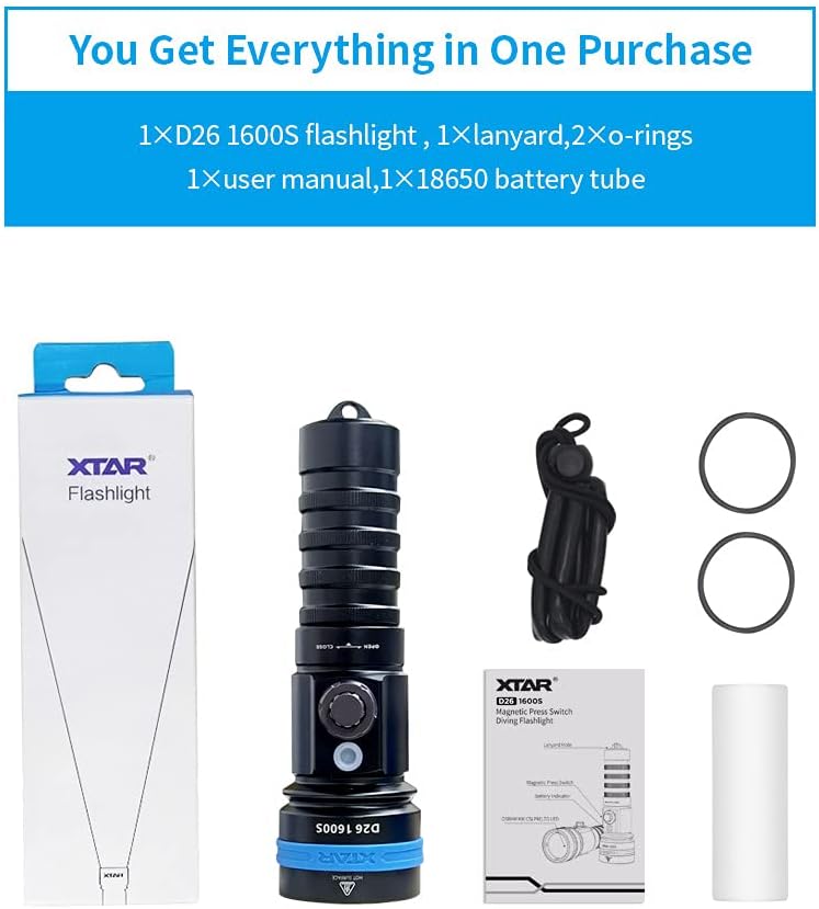 1600 Lumen Scuba Diving Flashlight Dive Torch Underwater 100 Meters - Image 7