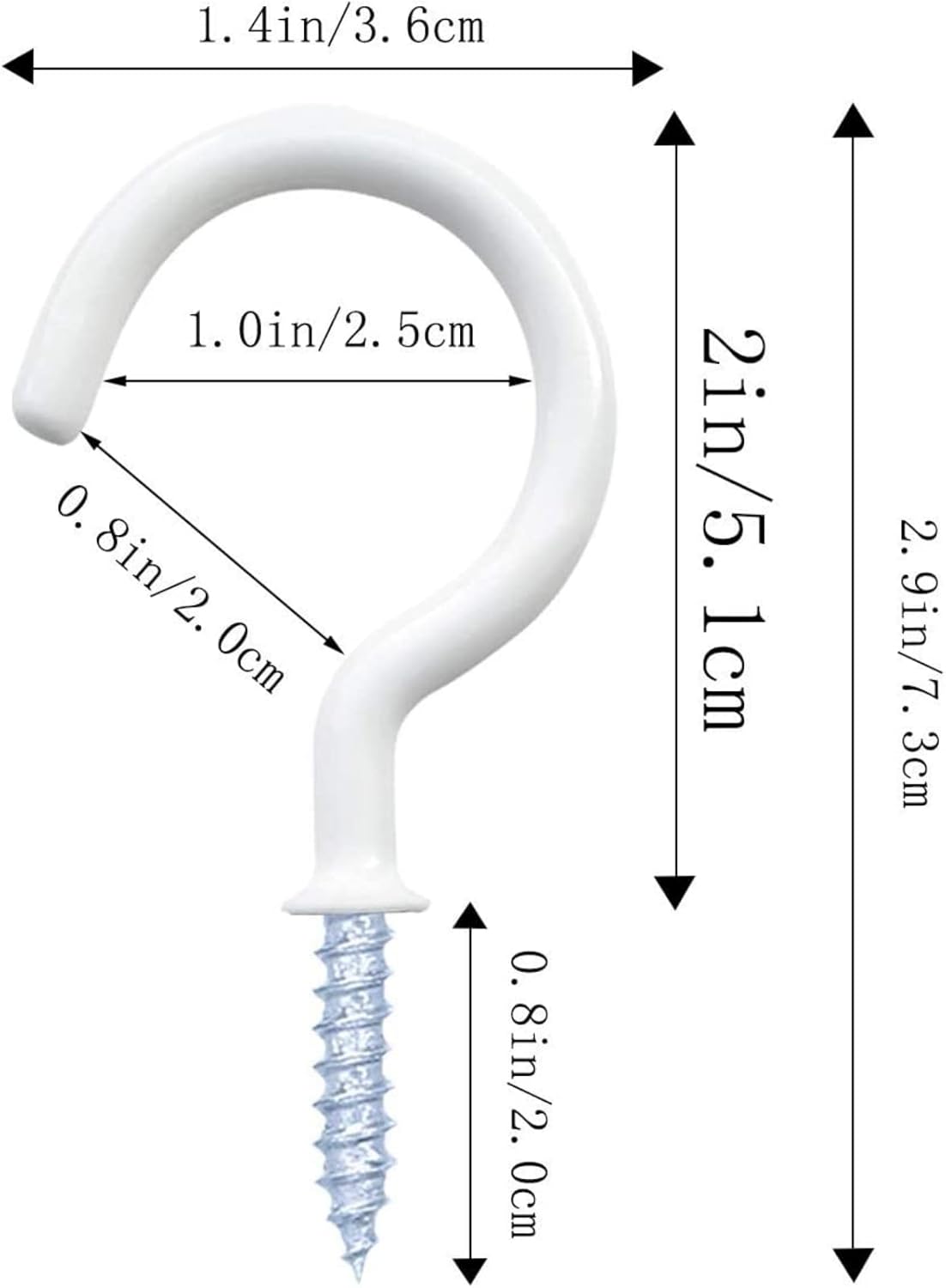 20 Pack 2.9 Inch Heavy Duty Ceiling Hooks, Vinyl-Coated Screw-in Wall Hooks - Image 2