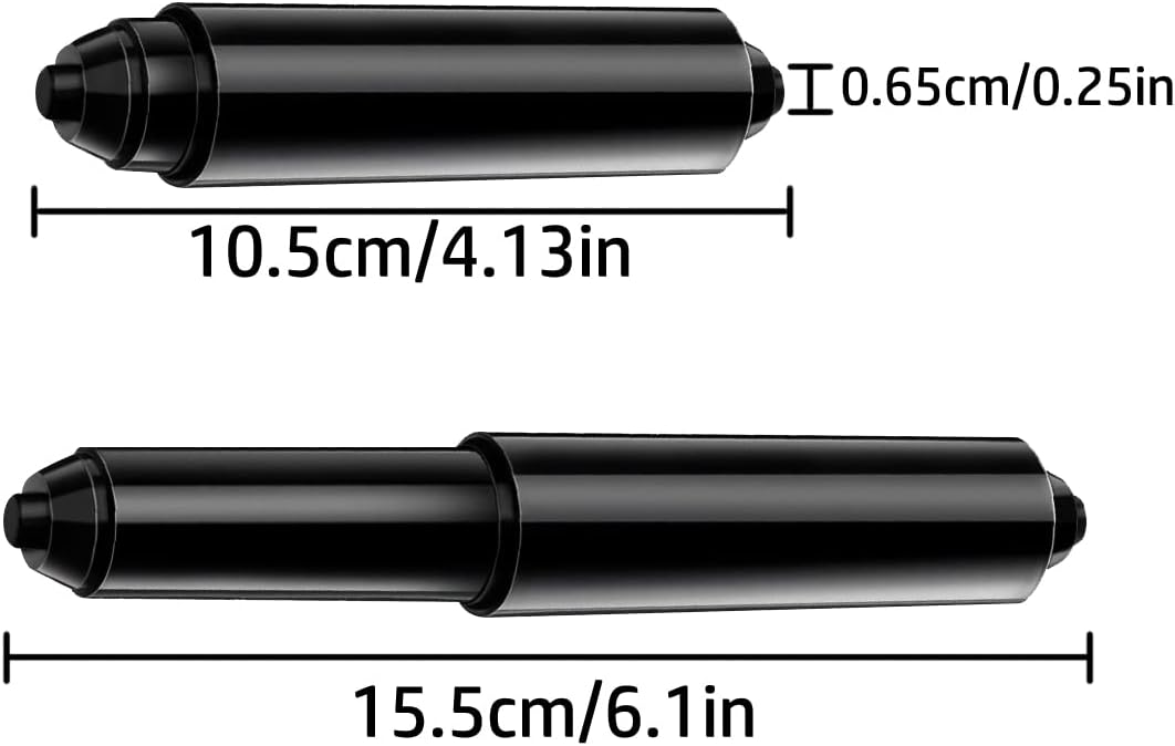 Toilet Paper Holder Roller, 2 Pcs Black Replacement Plastic Spring Loaded Insert - Image 2