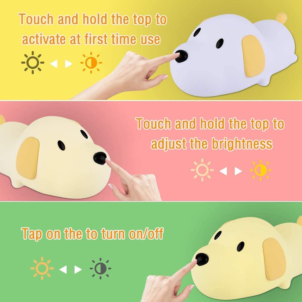 LED Rechargable Puppy Night Lamp Light Dog Kids Night Light Touch Control - Image 3