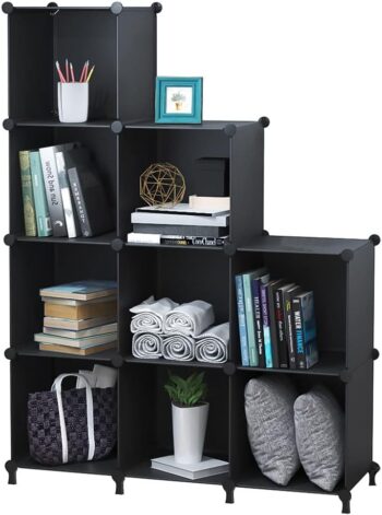 Cube Storage Organizer 9-Cube Closet Organizer with Hammer Cabinet Storage Black