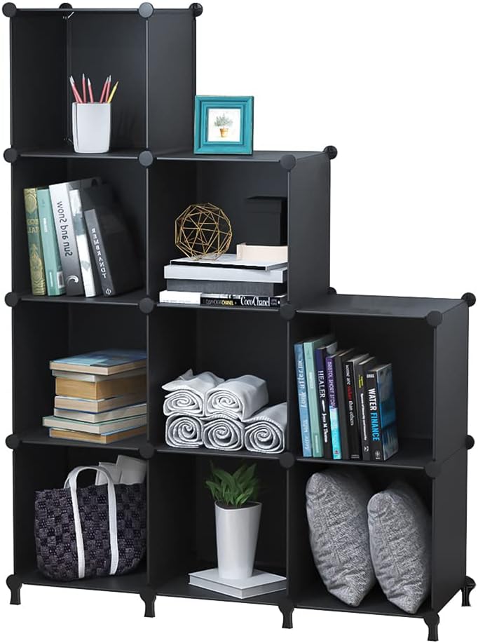 Cube Storage Organizer 9-Cube Closet Organizer with Hammer Cabinet Storage Black