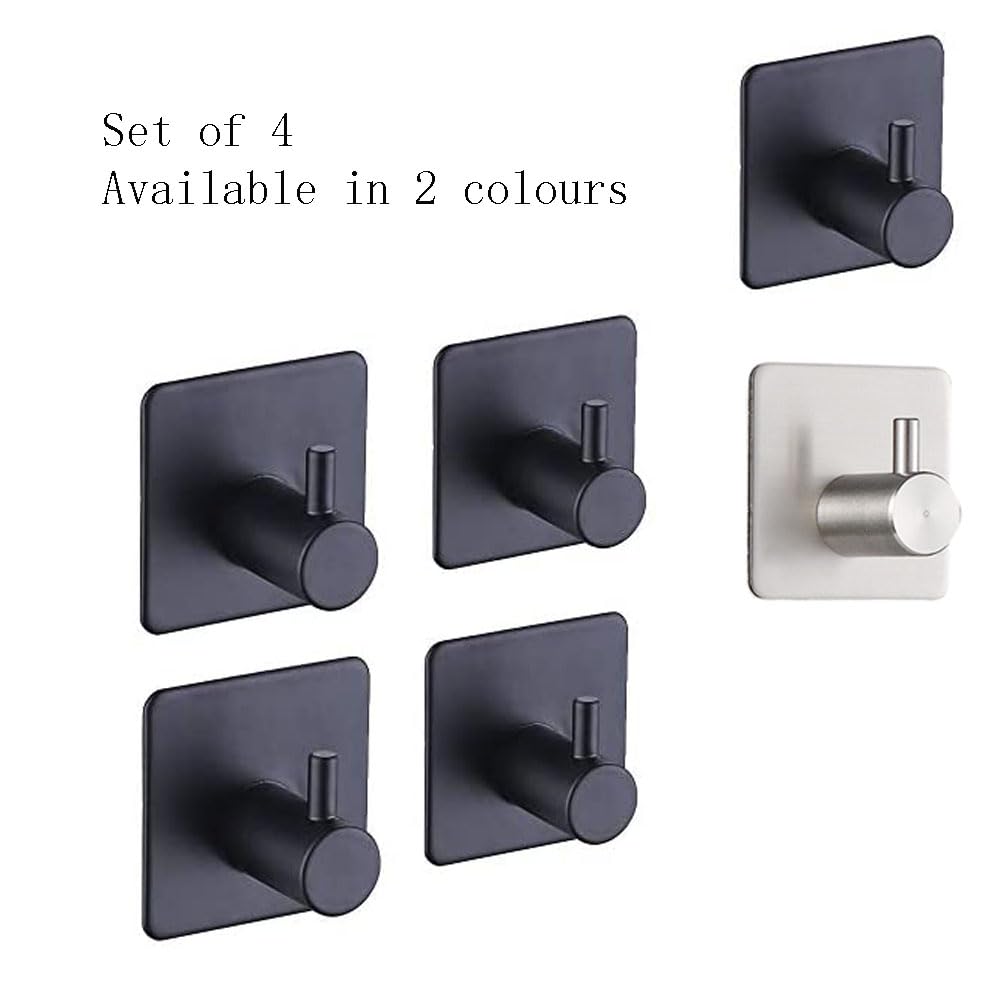 Premium Stainless Steel Set of 4 Towel Rail Hooks for Stylish Bathroom - Image 2