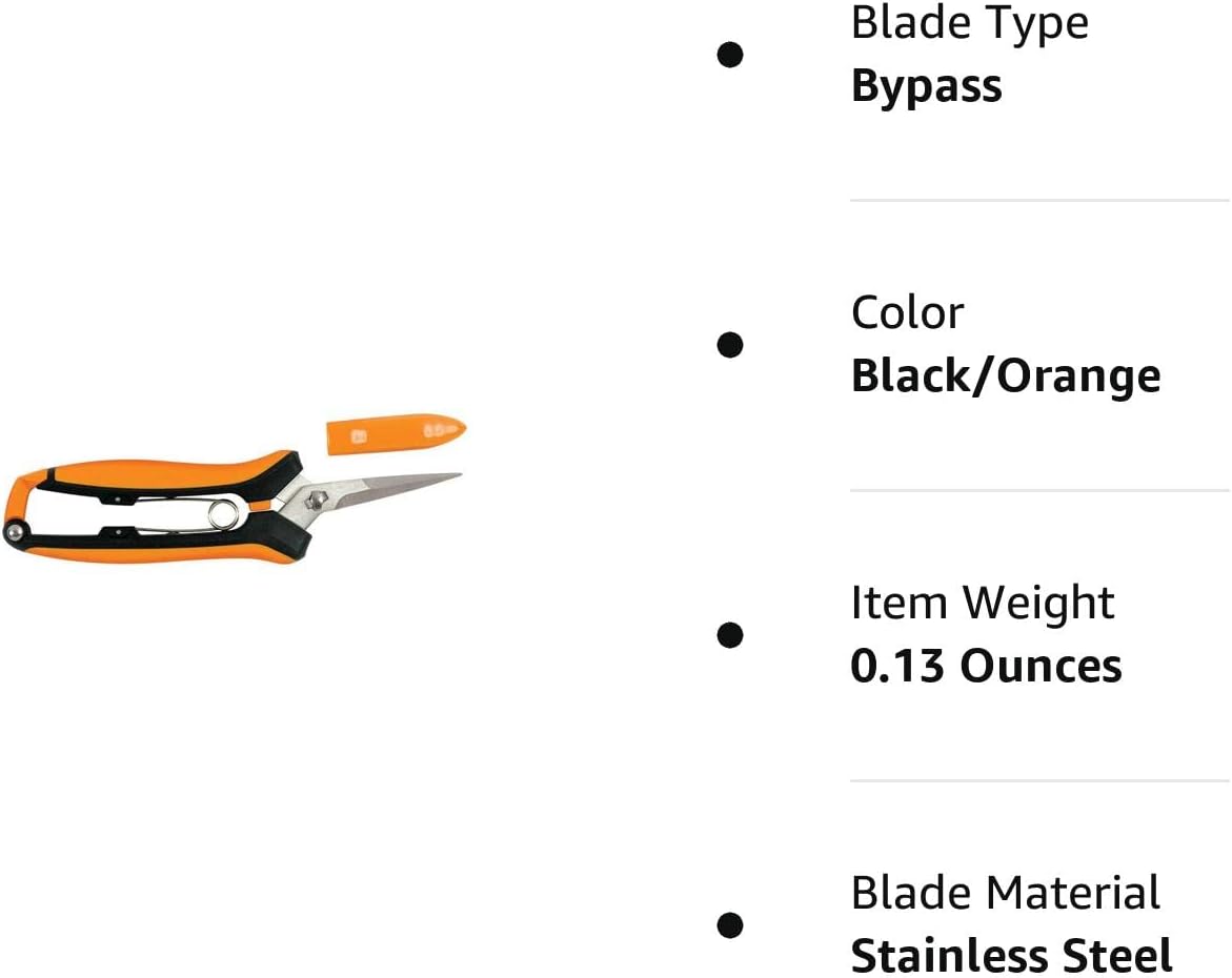 Curved Micro-Tip Pruning Snips - 6" Garden Shears with Sheath and SoftGrip - Image 3