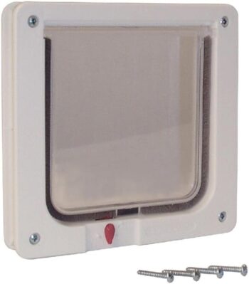 4-Way Lockable Cat Flap, Small Flap: 6.25" x 6.25" / Cutout: 7.25" x 7.25"