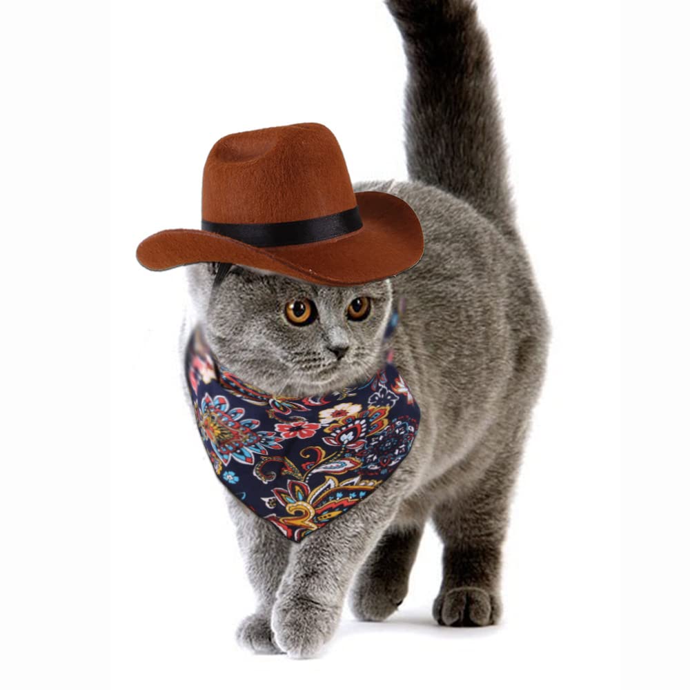 Pet Cowboy Hat and Bandana Scarf - Western Cowboy Costume Accessories - Image 2