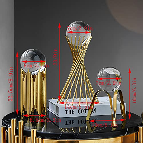 Modern Abstract Art Crystal Ball with Gold Iron Stand Decorative Ornaments - Image 7