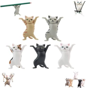 5-PCS Funny Cat Pen Holder Dance Cat Figure Cat Headphone Cat Stand for Kids