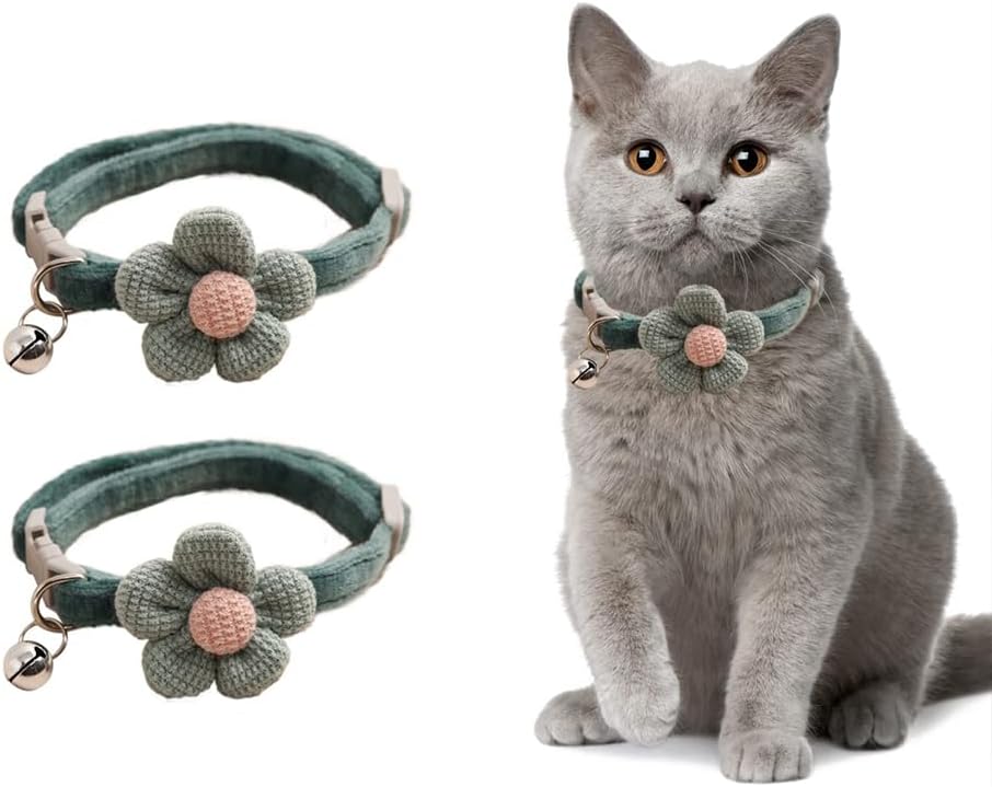 Breakaway Cat Collars with Bell 2PCS, Cute Kitty Adjustable Safe Kitten Collars