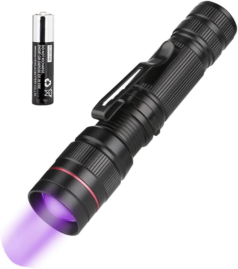LED Blacklight Ultraviolet Flashlight, 3 Modes Zoomable Black Light 395nm UV