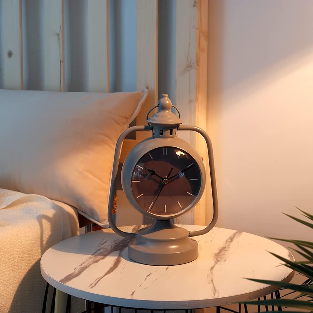 Metal Clock Non Ticking Simple Modern Desk Clock 29cm High Vintage Table Clock - Image 7