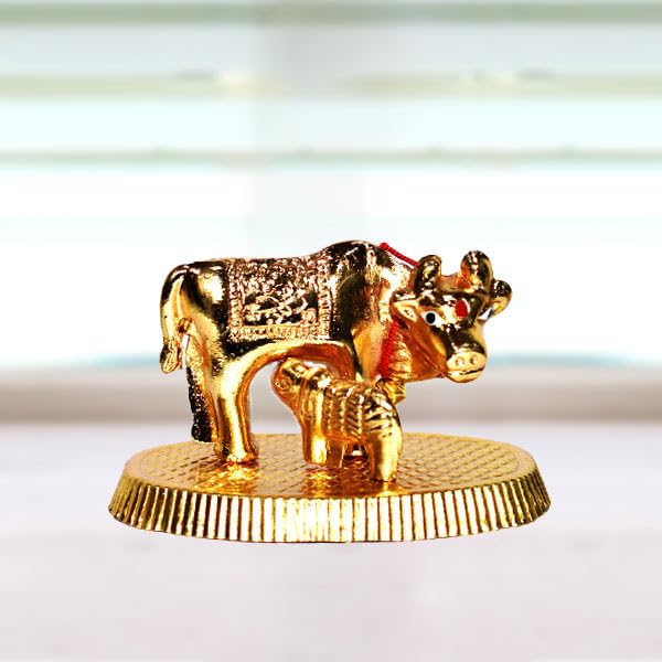 Krishan Kamdhenu Cow with Calf for Pooja, Kamdhenu Cow and Calf Brass Kamdhenu - Image 6