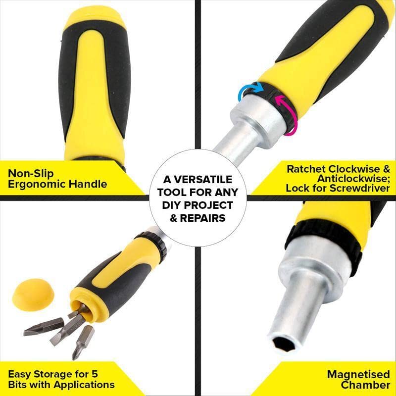 Ratchet Screwdriver & Bits Set Magnetic Tip Internal Storage - Image 5