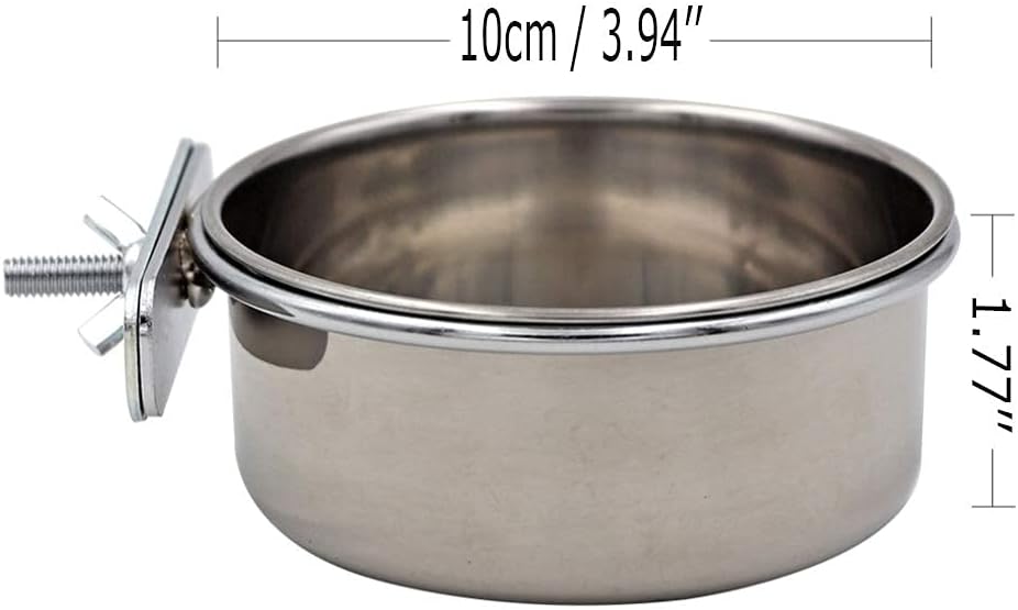 2 Pack Bird Feeding Dish Cups, Parrot Food Bowl Clamp Holder - Stainless Steel - Image 7