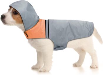 Dog Raincoat with Reflective Strip, Ultra Light Breathable Waterproof Dog Rain