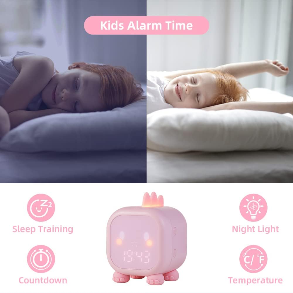 Digital Alarm Clock, Kids Cute Alarm Clocks with Night Light, Snooze Mode - Image 4