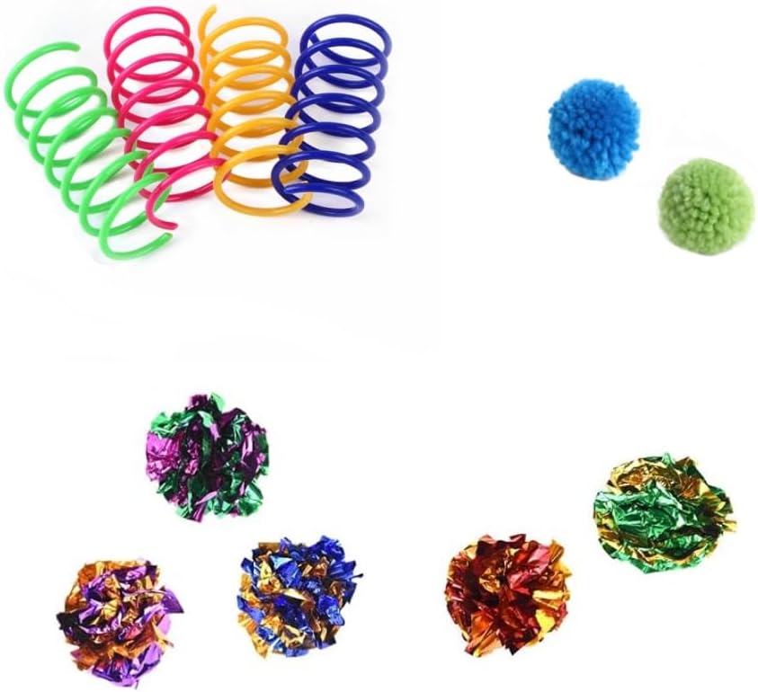 Cats Toys Balls,14 PCS Cat Toys Crinkle Ball and Spring Toys Interactive Kittens - Image 3
