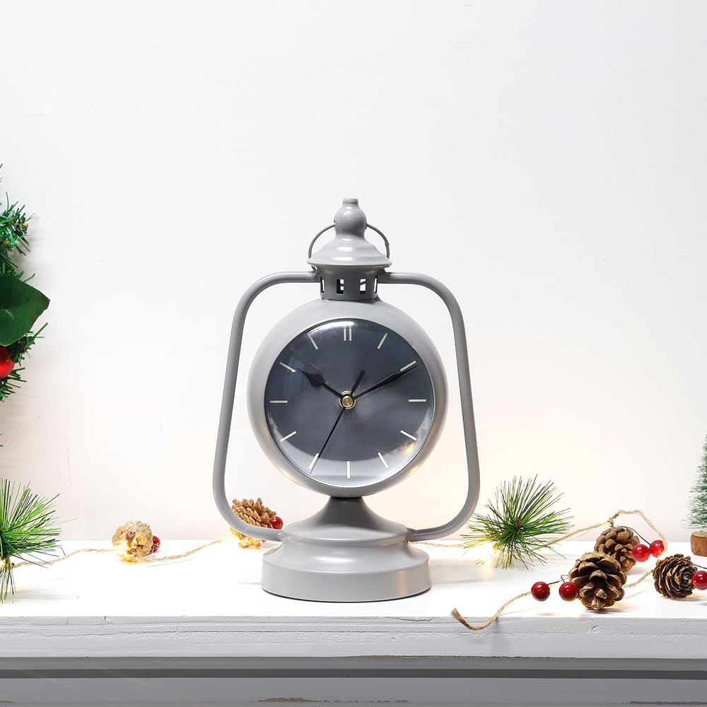 Metal Clock Non Ticking Simple Modern Desk Clock 29cm High Vintage Table Clock - Image 5
