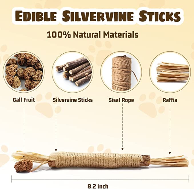6 Pcs Catnip Toys Silvervine Chew Stick Natural Silvervine Blend Sticks Cat nips - Image 3