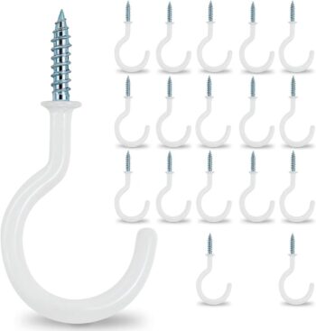 18 Piece White Cup HooksScrew-On Ceiling HooksScrew-On Mug HooksWall Hanger Set