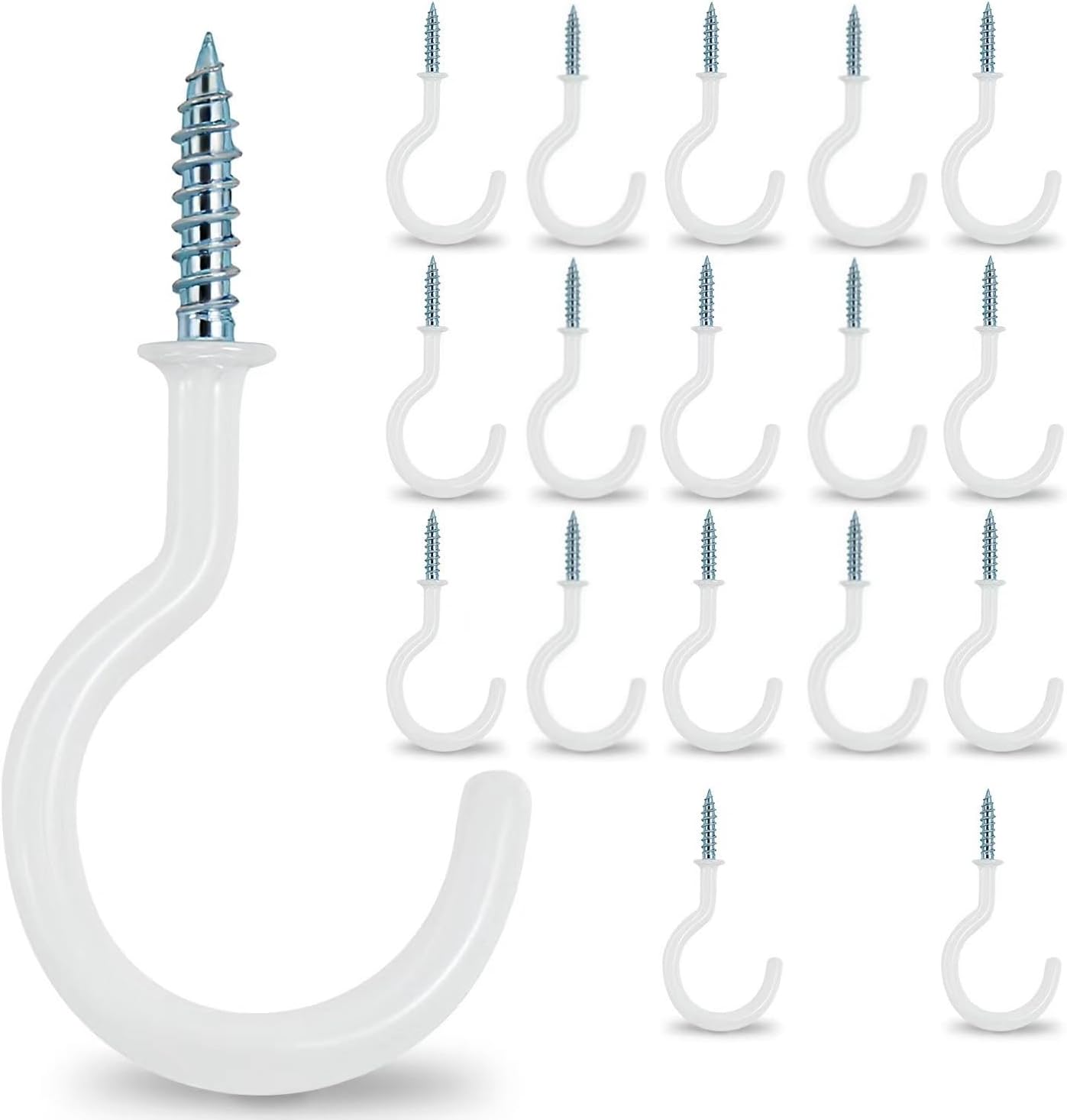 18 Piece White Cup HooksScrew-On Ceiling HooksScrew-On Mug HooksWall Hanger Set