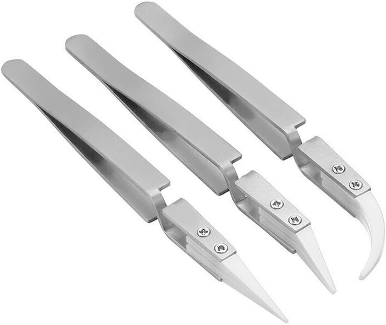 3 Pcs Precision Reverse Ceramic Tweezer Set Heat Resistant Non-Conductive