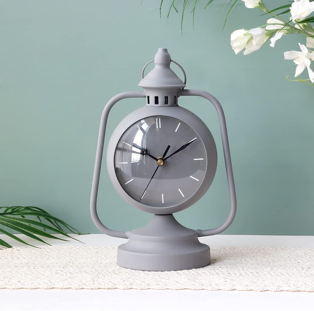 Metal Clock Non Ticking Simple Modern Desk Clock 29cm High Vintage Table Clock