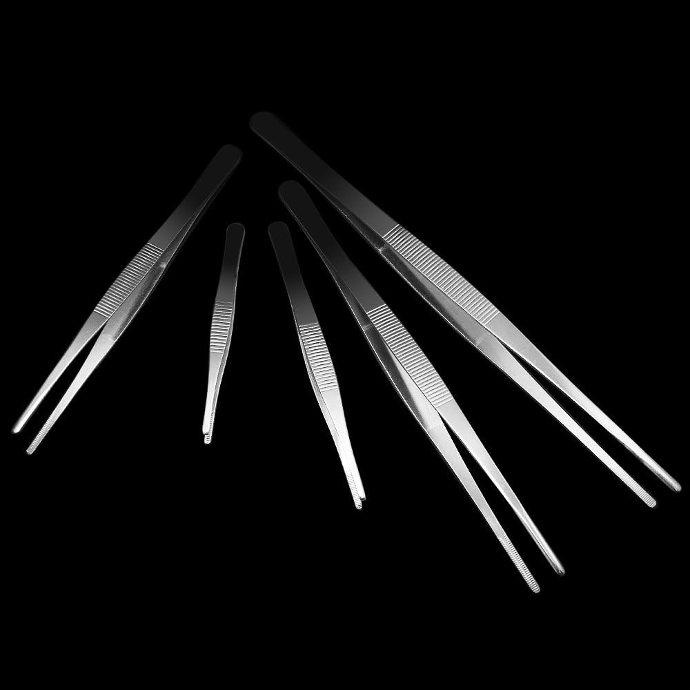 5 Pcs Stainless Steel Tongs Tweezer Set Thumb Plant Grass Garden Tweezers - Image 7