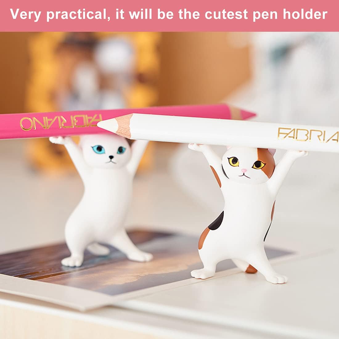 5-PCS Funny Cat Pen Holder Dance Cat Figure Cat Headphone Cat Stand for Kids - Image 3