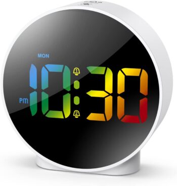 Digital Alarm Clock for Teens, Alarm Clocks Bedside with Large Curved LED
