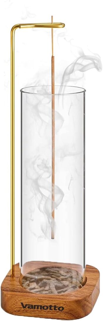 Incense Holder for Sticks with Removable Glass Ash Catcher, Upgrade Wooden