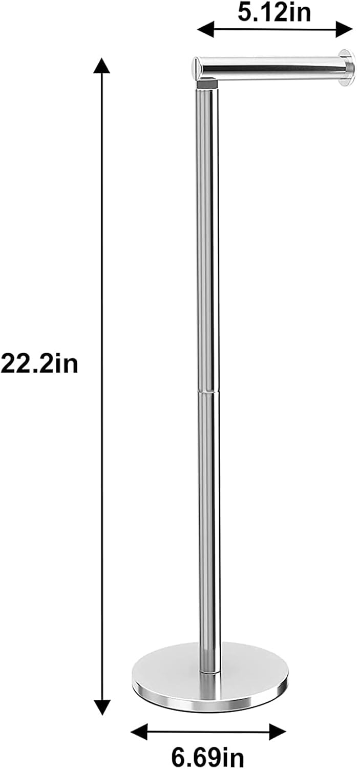 Folding Toilet Paper Holder Stand, Freestanding Toilet Roll Holder, Stainless - Image 2