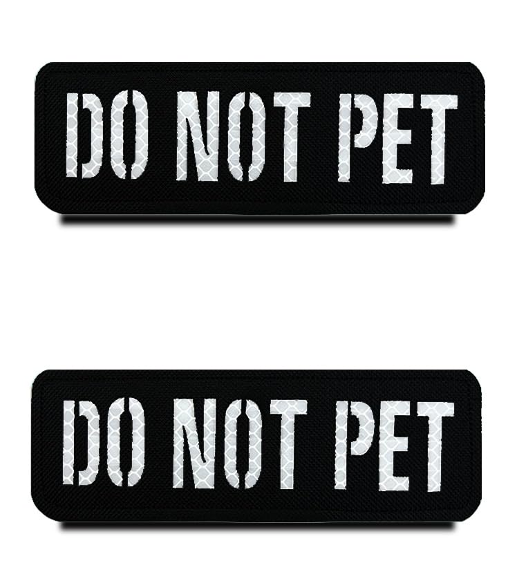 2 Pcs Infrared IR Reflective Dog Patch Removable Do Not Pet Tags Hook and Loop