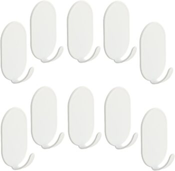 10 Packs Self Adhesive Hook, Heavy Duty Wall Hooks,Durable Strong Carbon Steel