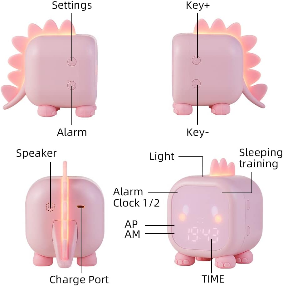 Digital Alarm Clock, Kids Cute Alarm Clocks with Night Light, Snooze Mode - Image 5