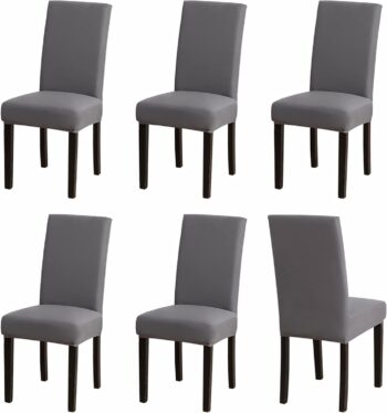 Dining Chair Covers 6pcs Soft Removable Kitchen Seat Covers - 6pk Grey