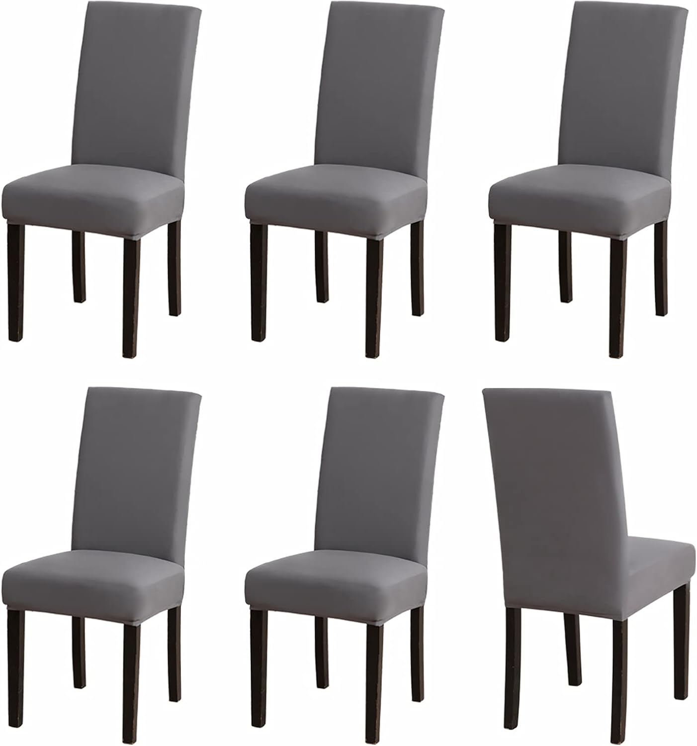 Dining Chair Covers 6pcs Soft Removable Kitchen Seat Covers - 6pk Grey