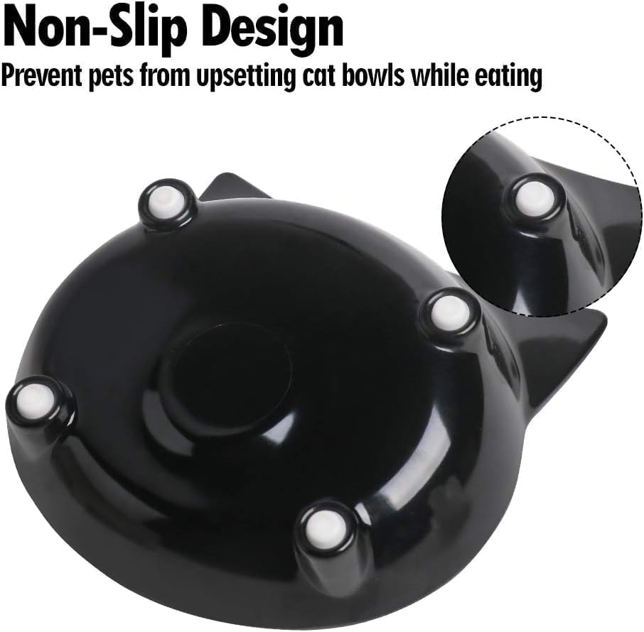 Cat Bowls Cat Food Bowl Non Slip Pet Bowl Shallow Cat Water Bowl to Stress - Image 4