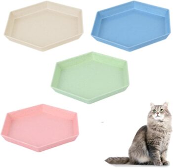 Shallow Cat Bowl, 4 PCS Cat Bowl Anti Whisker Fatigue Cat Food Bowl Wide Shallow